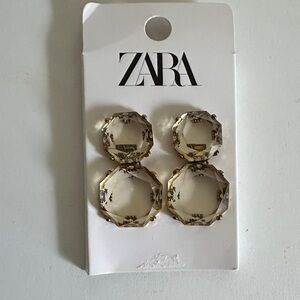 ZARA Gold-Tone Double Crystal Drop Earrings